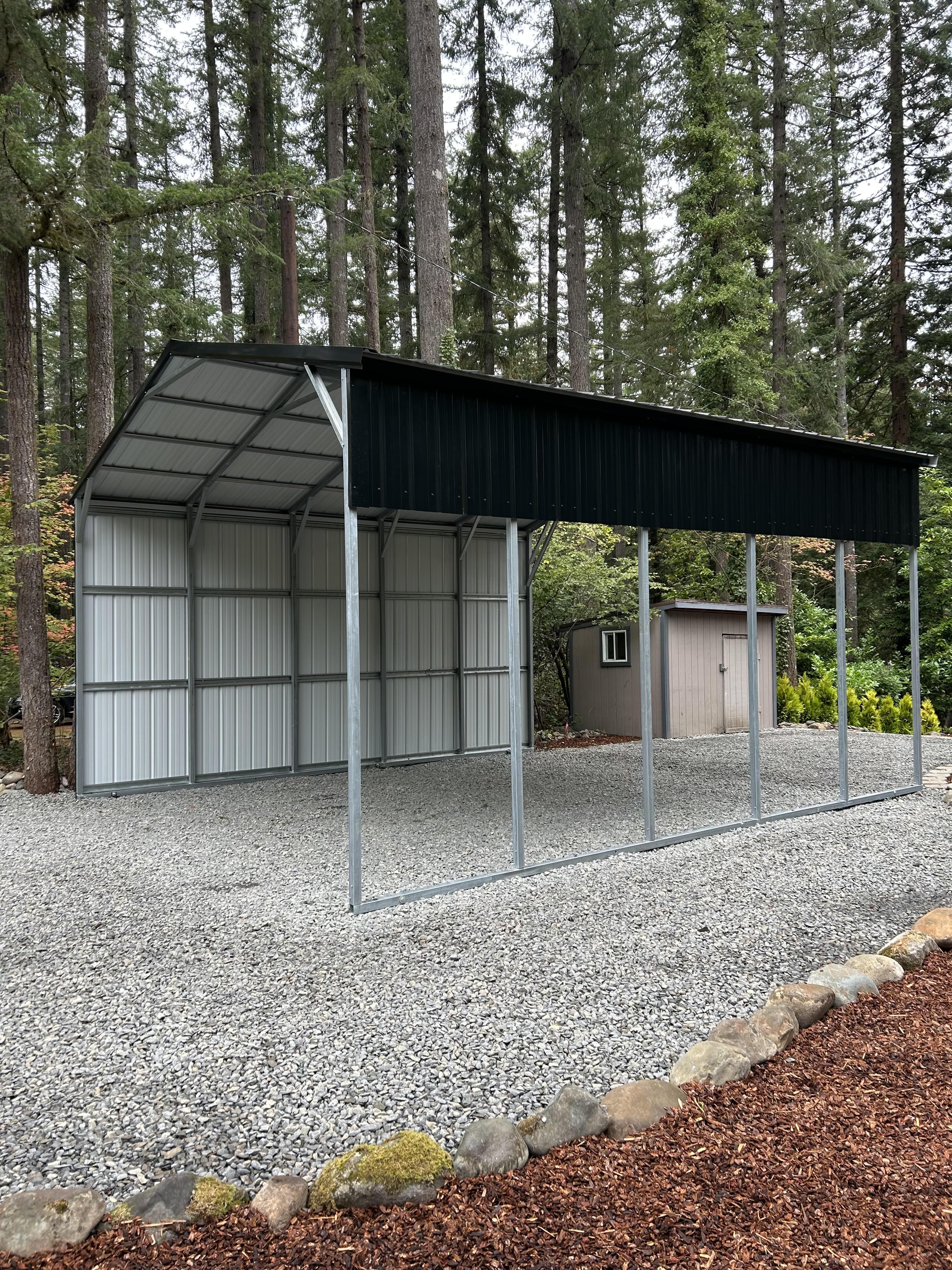 22x24 boxed carport with 12-foot clearance